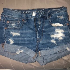 Ripped jean shorts.